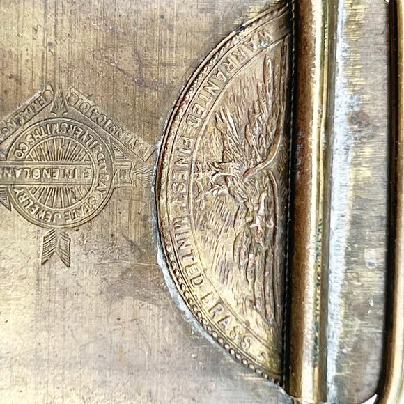CADILLAC V12  belt buckle vintage brass England Bay State Jewelry Patina - Picture 6 of 8